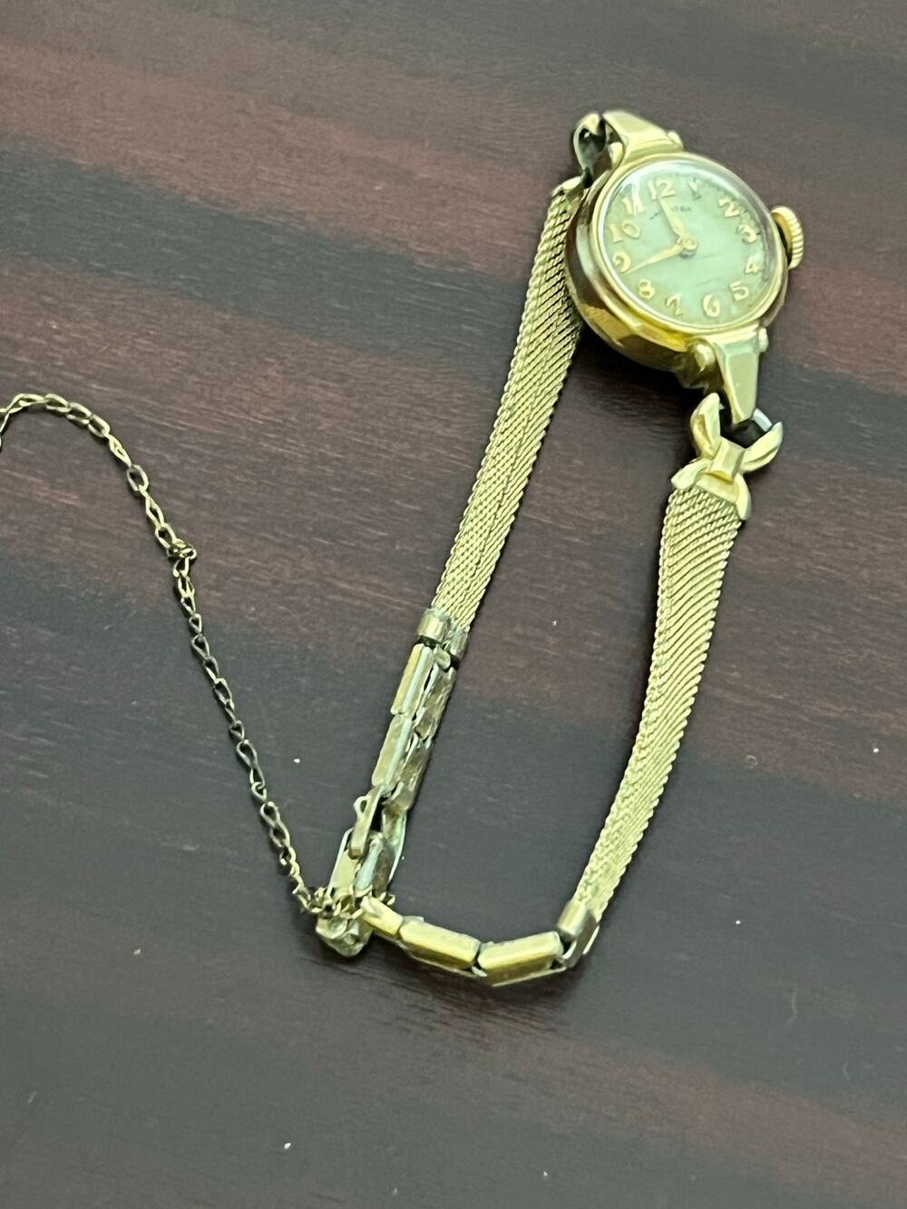 VTG Hamilton Ladies Wrist Watch 10K Gold Filled Art Deco Mesh Bracelet Untested